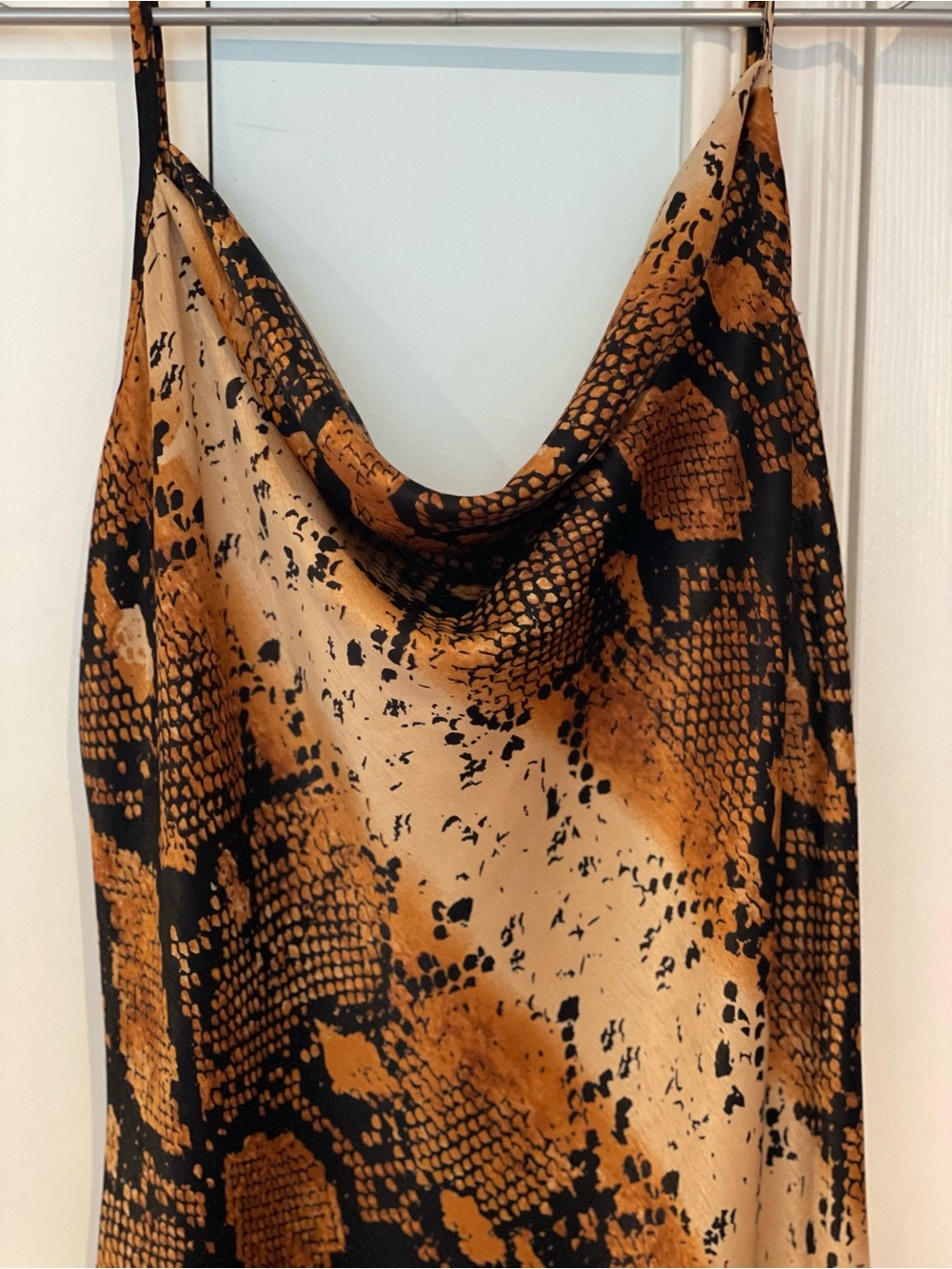 Bebe Brown & Black Snake-Print Slip Dress